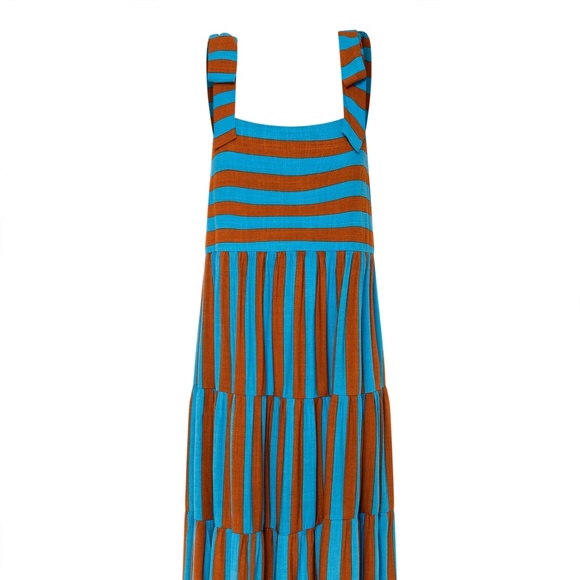 Mister Zimi Vibrant Blue and Brown Striped Maxi Dress - Picture 2 of 6